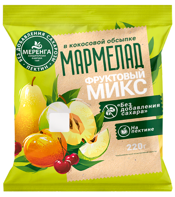  Меренга Мармелад без сахара в кокосовой обсыпке Фруктовый микс, 220г   в Белой Калитве