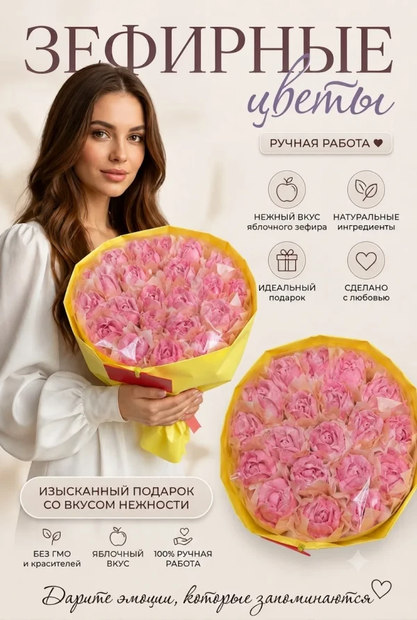 №1 Букет Зефирный Размер XL розовый,350г в Белой Калитве